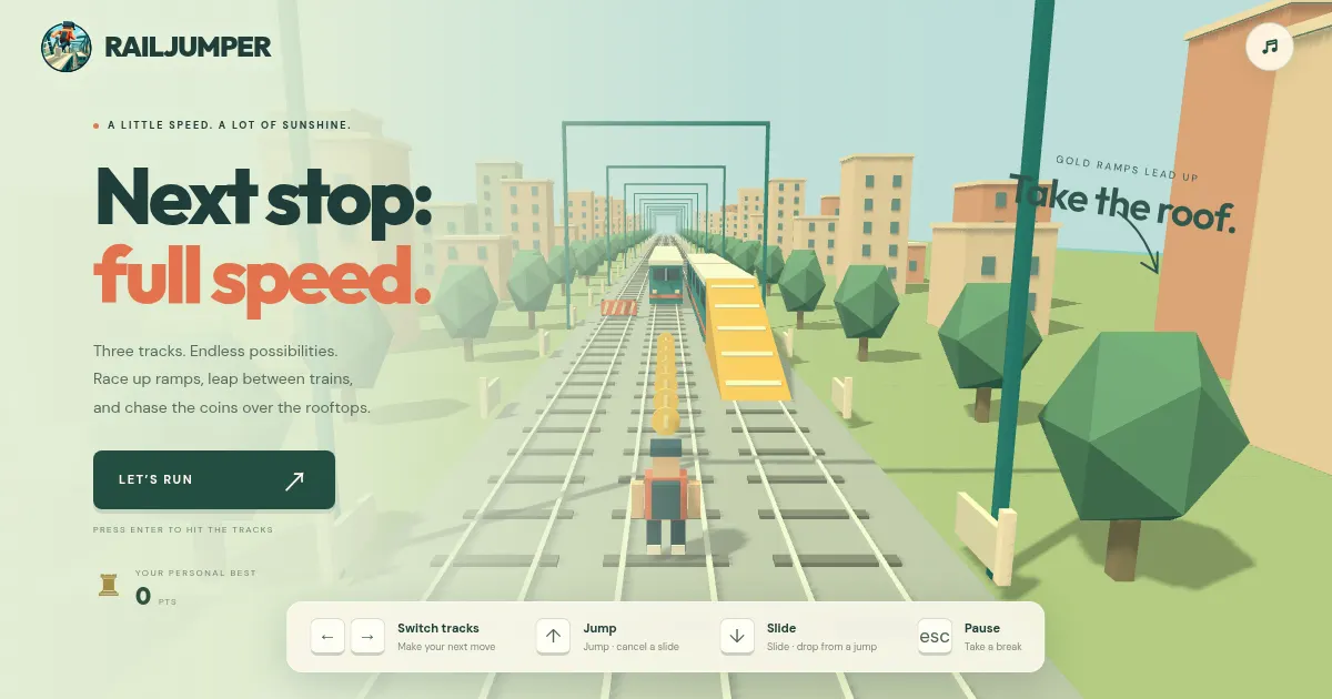 Screenshot of rail jumper game