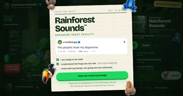 Screenshot of rainforest sounds