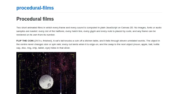 Screenshot of procedural films