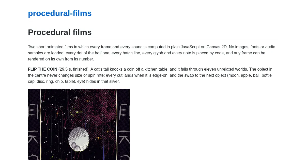 Screenshot of procedural films