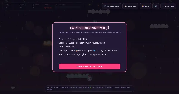 Screenshot of cloud hopper pixel game