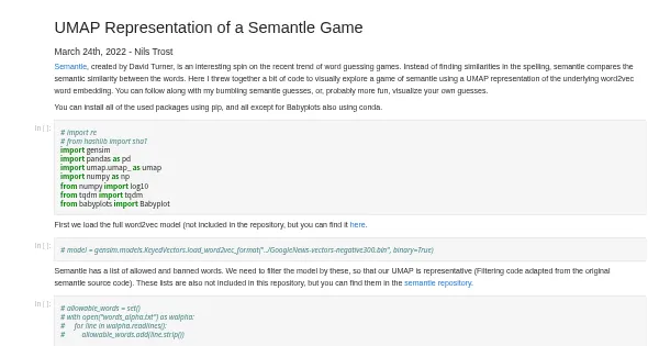 Screenshot of semantle umap