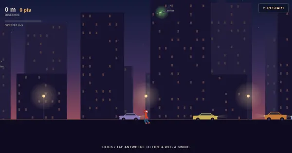 Screenshot of spider man web swinger game