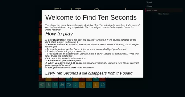 Screenshot of Find Ten Seconds