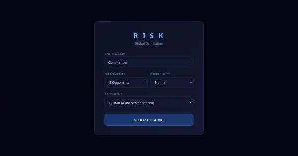 Screenshot of risk game