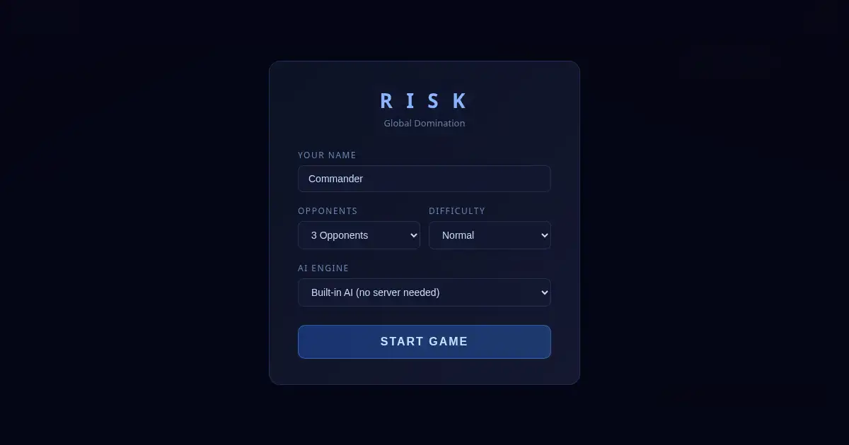 Screenshot of risk game