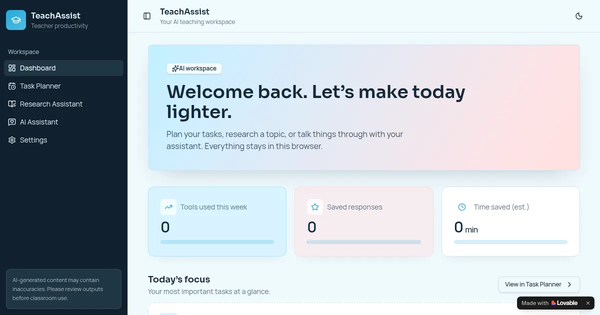 Screenshot of TeachAssist