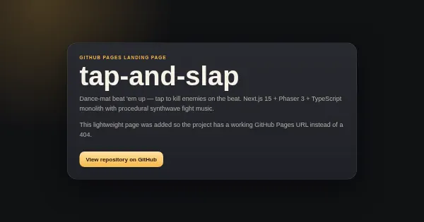 Screenshot of tap and slap