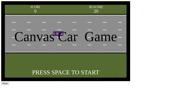 Screenshot of canvas car game