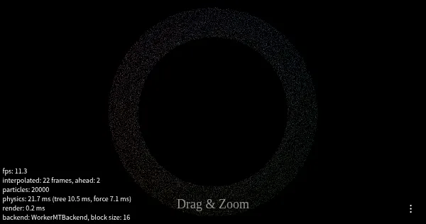 Screenshot of JS ParticleSystem