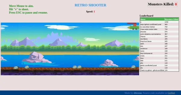 Screenshot of shooter game with p5js