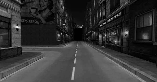 Screenshot of game noir walking simulator