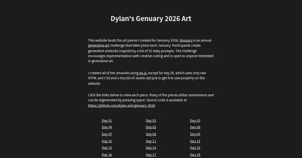 Screenshot of genuary 2026