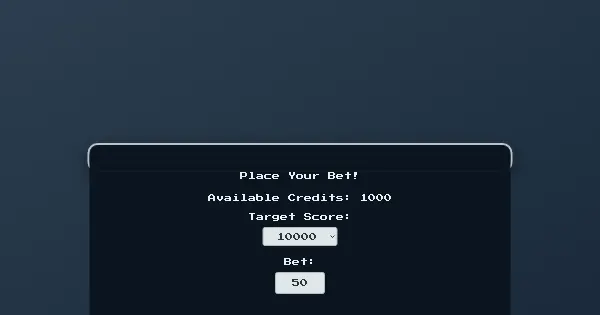Screenshot of farkle game