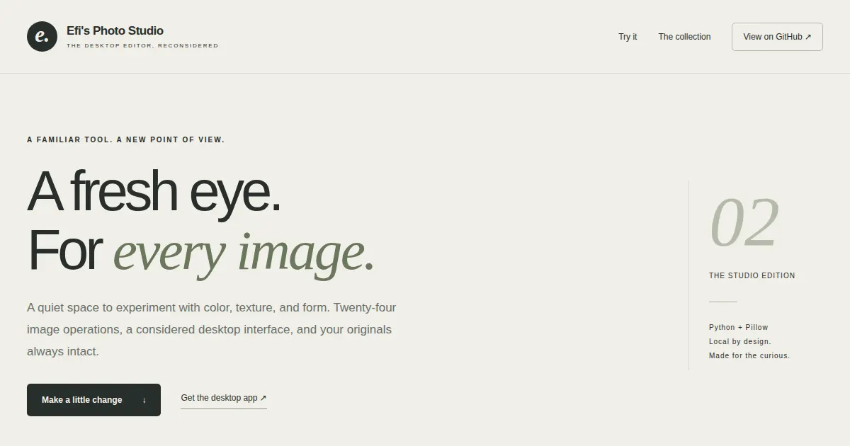 Screenshot of photo studio