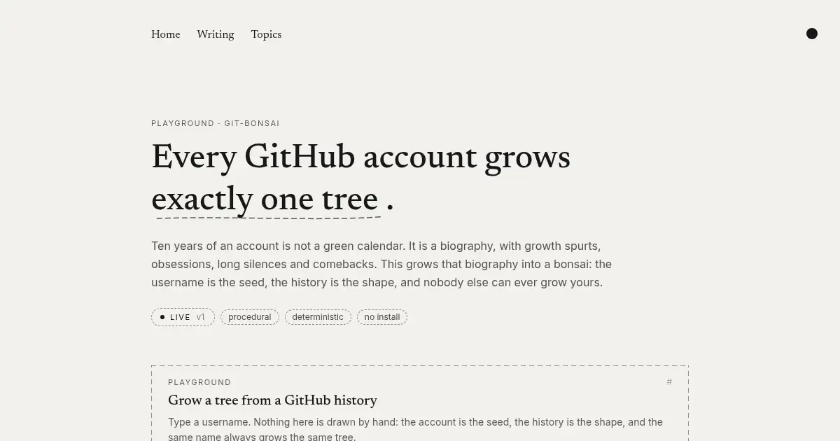 Screenshot of git bonsai