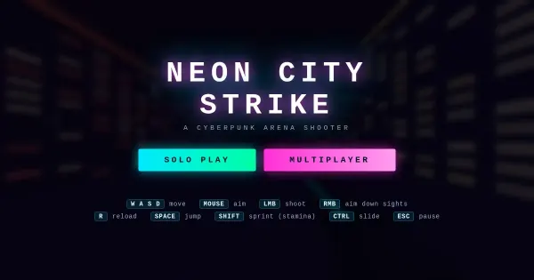 Screenshot of neon city strike