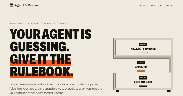 Screenshot of agentkit drawer