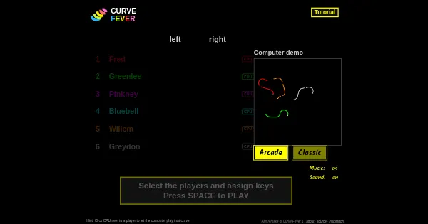Screenshot of curve fever
