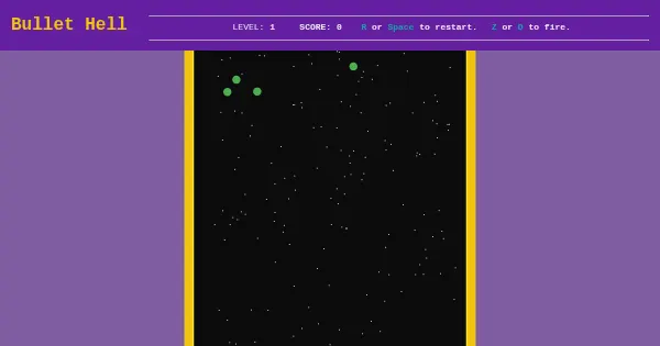 Screenshot of bullethell.p5js