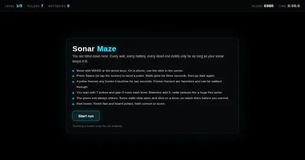 Screenshot of Sonar Maze Profiq Contest