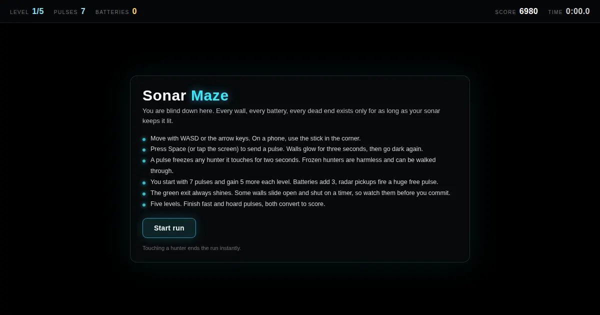 Screenshot of Sonar Maze Profiq Contest