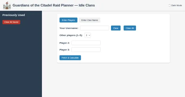 Screenshot of idle clans guardians of the citadel raid plan