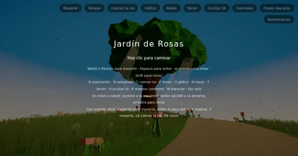Screenshot of rose garden
