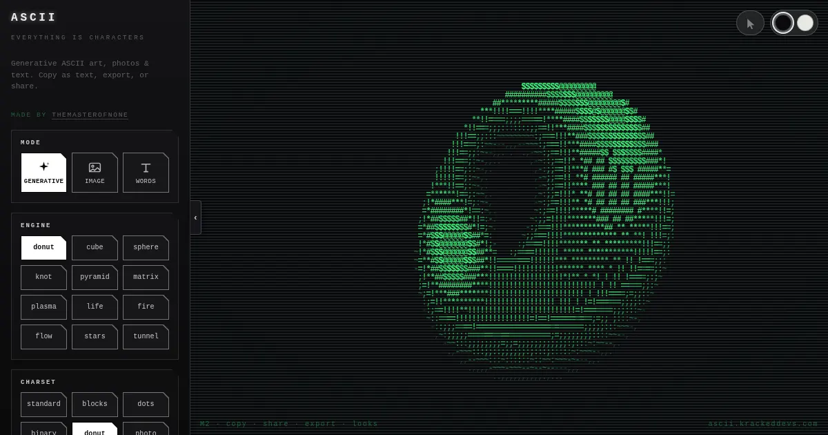 Screenshot of ascii
