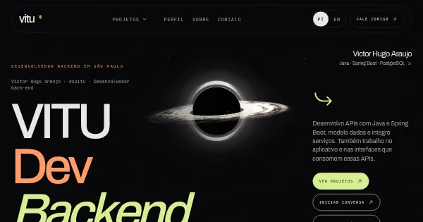 Screenshot of portfolio vitu