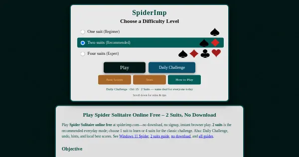 Screenshot of spiderimp