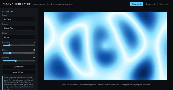 Screenshot of plasma generator