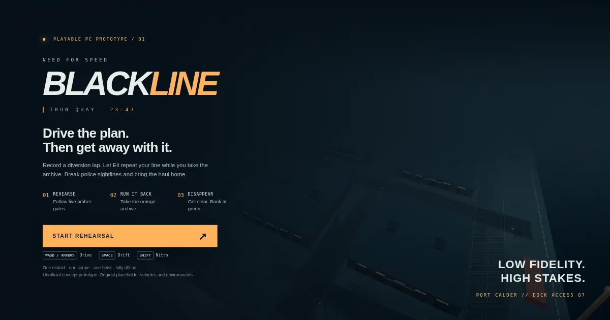 Screenshot of blackline prototype