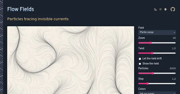 Screenshot of flow fields