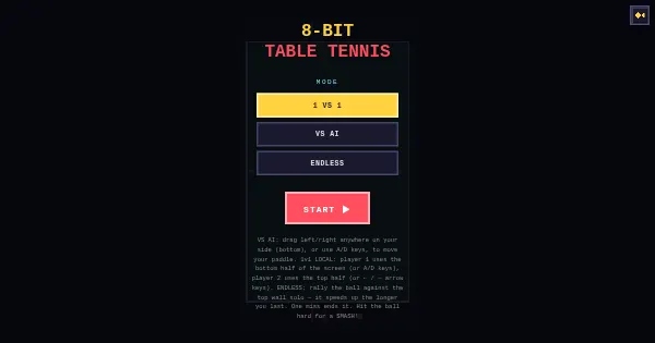 Screenshot of 8 bit table tennis