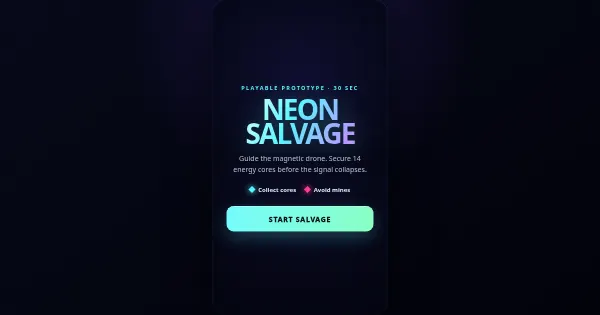 Screenshot of neon salvage playable