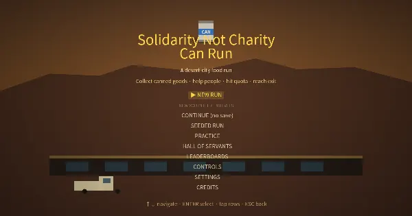 Screenshot of solidarity not charity can run