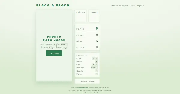 Screenshot of bloco a bloco