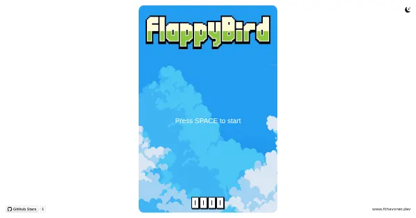 Screenshot of creative coding flappy bird clone