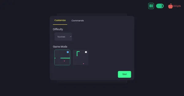 Screenshot of snake game