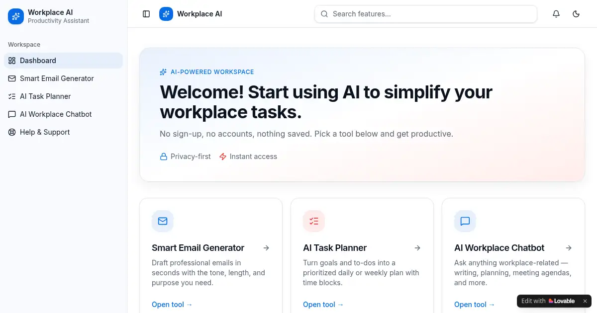 Screenshot of ai workplace assistant