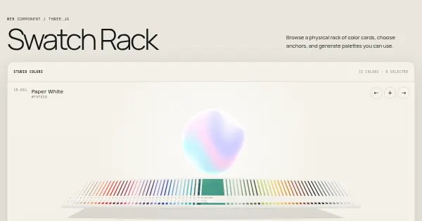 Screenshot of swatch rack