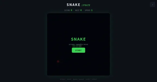 Screenshot of snake game