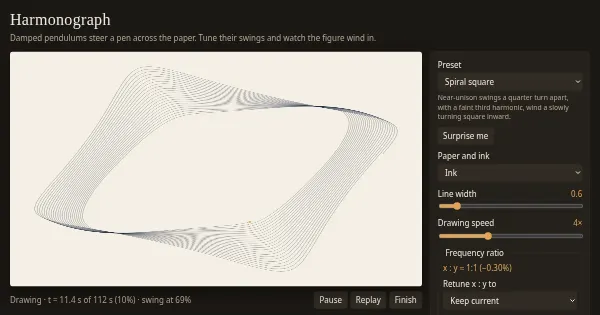 Screenshot of harmonograph