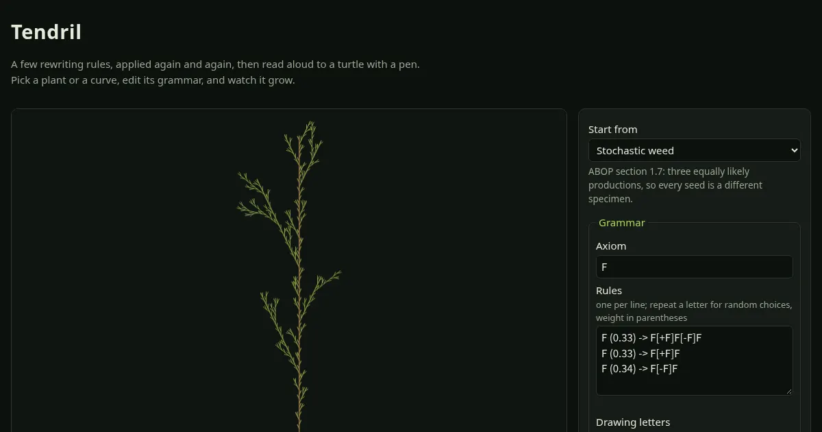 Screenshot of tendril
