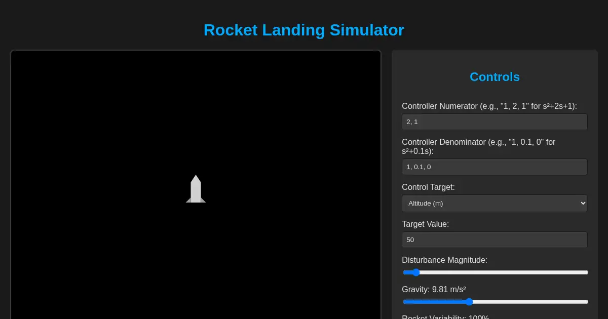 Screenshot of rocket sim