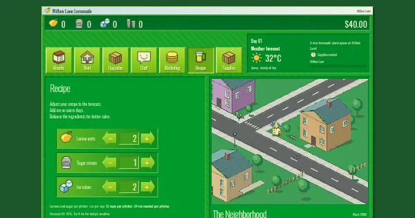 Screenshot of lemonade tycoon