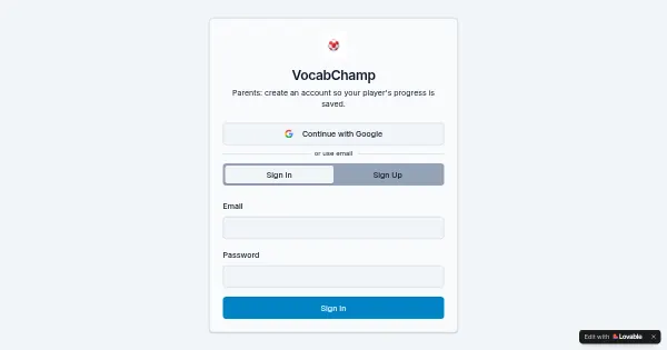 Screenshot of Word vocabulary Lovable app