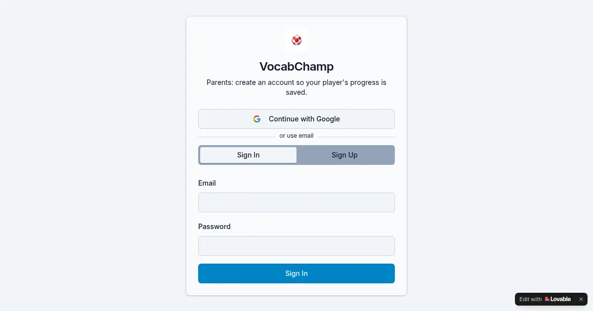 Screenshot of Word vocabulary Lovable app