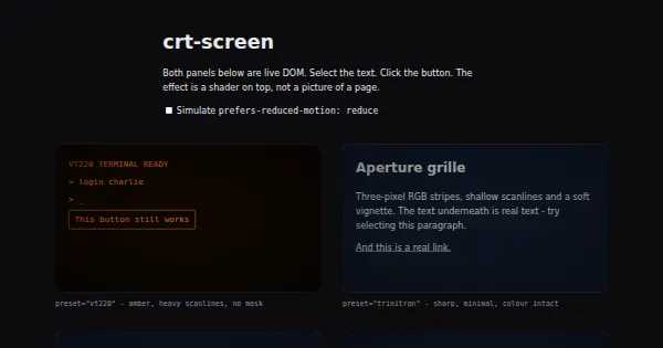Screenshot of crt screen